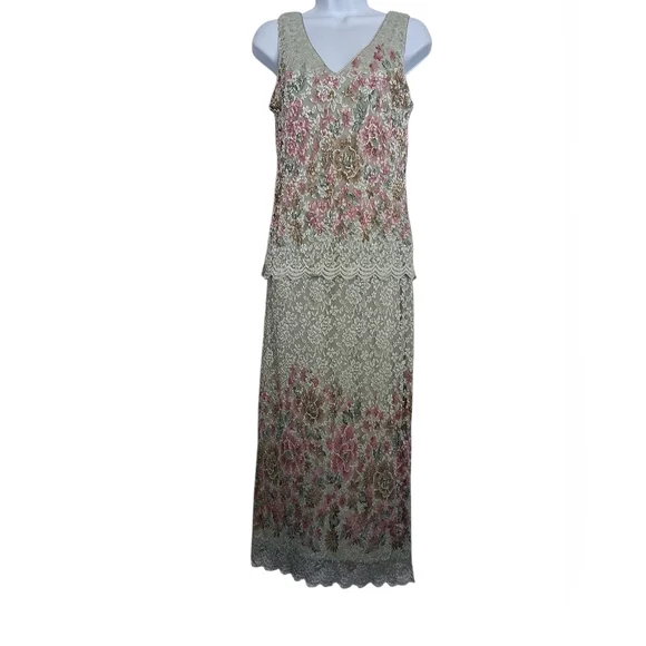Vintage Easter Full Lace Detailed Elegant Floral Wedding Scalloped  Dress Small - Picture 2 of 12